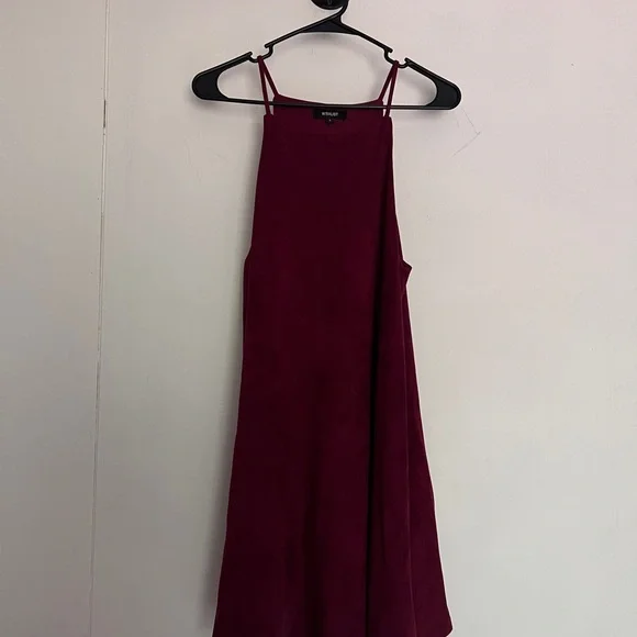 Suede Burgundy Midi Dress - Picture 1 of 4